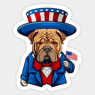 Funny 4th of July SharPei Dog Shar pei Sticker